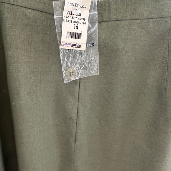 ANN TAYLOR 100% GREEN LINEN DIAGONALLY CONSTRUCTED SKIRT-NWT/SIZE 14 - Picture 3 of 9